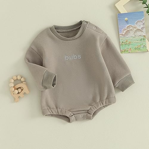 VISGOGO Newborn Infant Baby Boy Girls Oversized Romper Little Dude Sweater Onesie Coming Home Outfit Neutral Clothes - color: Bubs-gray, size: 3-6 Months