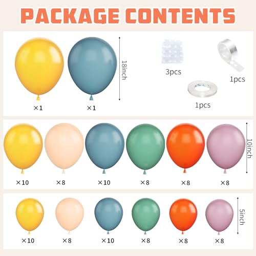 Boho Rainbow Balloon Arch Kit,Boho Balloon Garland with Colorful Retro Blue Nude Yellow Purple Orange Balloons for Sunshine Baby Shower Anniversary Party Decorations - color: Boho Rainbow