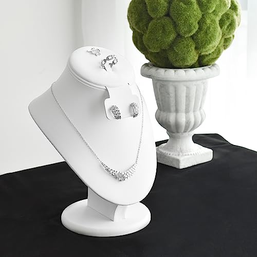 MOOCA White Leatherette Combination Display Jewelry Bust for Necklaces, Earrings, Rings - color: White PU Faux Leather