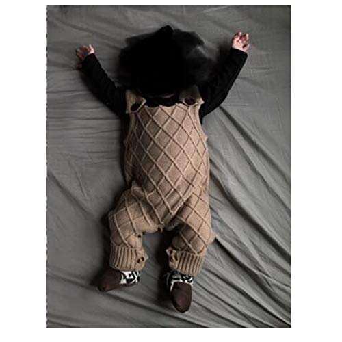 Vintage Baby Boy Knitted Outfits Overalls Romper Toddler Little Infant Photoshoot Props Clothes - color: Chestnut Brown, size: 3-6 Months