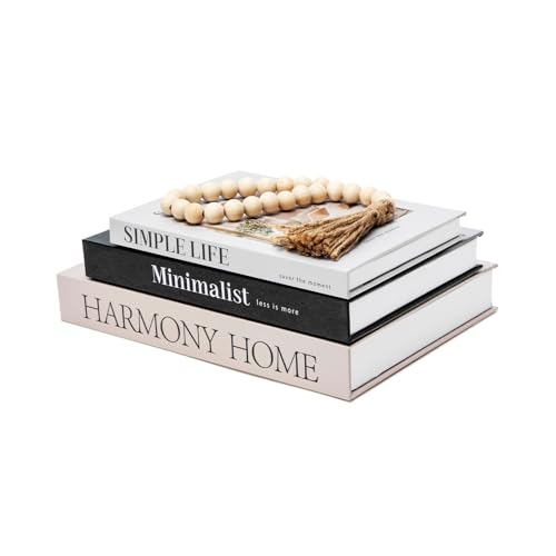 TwoDays Beautiful Coffee Table Books, Neutral Fashion Decorative Books for Home Bookshelf, Modern Room Decor Aesthetic, Fake Faux Book Storage Boxes for Decoration (Set of 3) - color: home