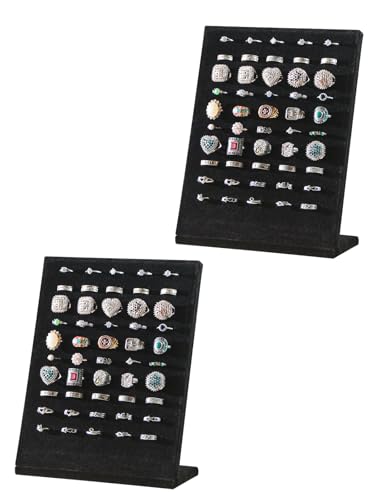 Ring Board Display Stand,Velvet Jewelry Earring Organizer Holder for Selling,Vendors Storage Tray for Multiple Rings (Black*2) - color: Black*2