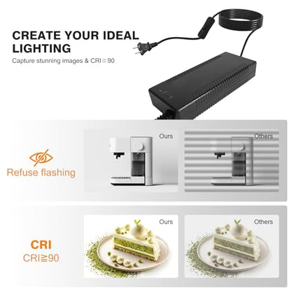 Photo Studio Light Box Photography 32"x32" with 100 LED and 4 Colors Backdrops Photo Box with Lights, Foldable Picture Box for Product Photography with 6500K Brightness - size: 32 Inches With 6500k