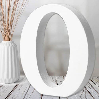 AOCEAN 6 Inch White Wood Letters - Unfinished Wood Letters for Wall Christmas Decor Standing Letters Slices Sign Board Decoration for Xmas Home Party Projects (O) - style: O