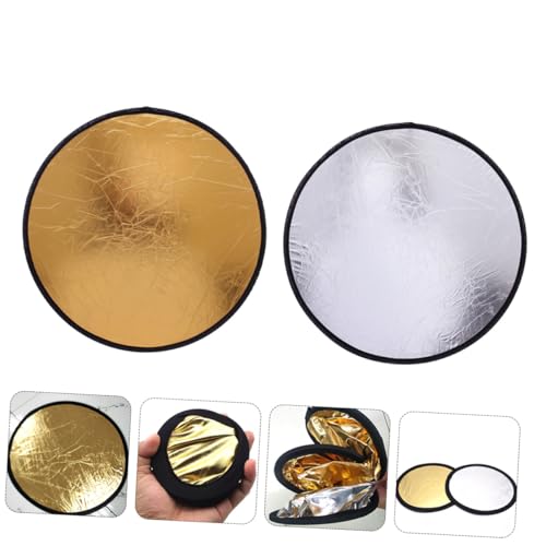 NUOBESTY 2pcs 30cm Photography Light Bounce Board 2-in-1 Gold Silver Collapsible Photo Reflector for Studio and Outdoor Shooting, Portable Lighting Accessories for Photographers
