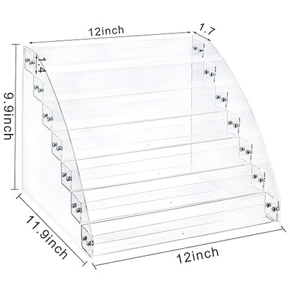 SOUJOY 7 Tier Sunglass Organizer Stand, Acrylic Sunglass Holder, Clear Nail Polish Display Stand, Eyewear Countertop Storage Tray for Highlighting Glasses, Makeup, Essential Oil