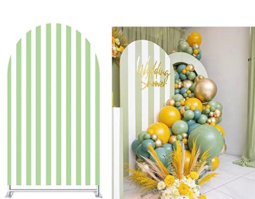 FiVan Arch Covers Stretchy Green Stripes Backdrop for Birthday Baby Shower Party Decoration 2.6x6ft Baptism Background Props - color: NO-411, size: 2.6x6ft(78x180cm)