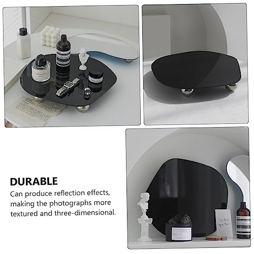 IMIKEYA Photography Background Tray for Aromatherapy Products Black Photo Prop Reflective Display Sturdy Easy to Clean