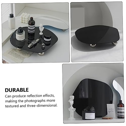IMIKEYA Photography Background Tray for Aromatherapy Products Black Photo Prop Reflective Display Sturdy Easy to Clean