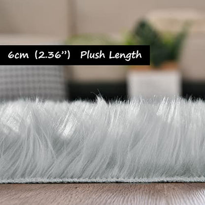 Goolela Grey Fluffy Fuzzy Furry Runner Rug 2x6 for Bedroom Bedside Faux Sheepskin Fur Shaggy Soft Plush Sheepskin - color: Grey, size: 2' x 6' (Sheepskin)
