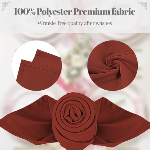 PLOYMONO Burnt Orange Heavy Duty Cloth Napkins-17 x 17 Inch Solid Washable Polyester Dinner Napkins - Set of 8 Napkins with Hemmed Edges-Great for Party, Fall Festival, Autumn, Halloween, Thanksgiving - color: Burnt Orange