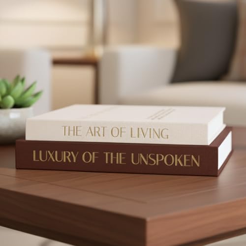 Decorative Books for Home Decor (Set of 2), Linen Fake Books for Decoration, Home Decor for Coffee Table Book, Fake Book Decor Aesthetic Set, Photo Storage and Keepsake Box (Beige + Coffee) - color: (Beige + Coffee)