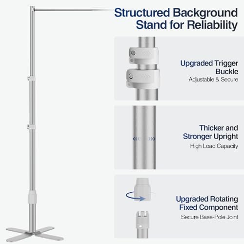 EMART Backdrop Stand Heavy Duty 10x10Ft, Pipe and Drape Photo Background Photography Kit, Adjustable Metal Frame with X-Shaped Base for Wedding Birthday Party Decoration - color: Silver