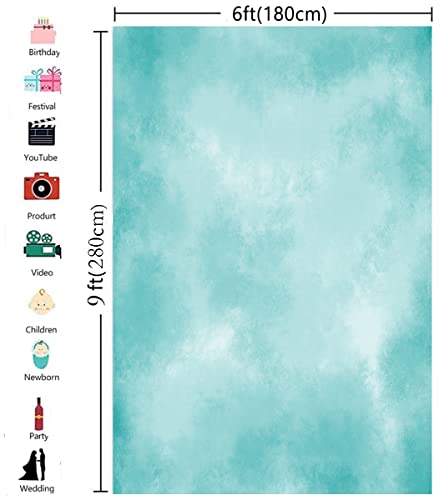 6x9ft Aqua Abstract Solid Photography Backdrops Gradient Portrait Photo Booth Background for Photographyer - color: TT-S0311, size: 6x9ft