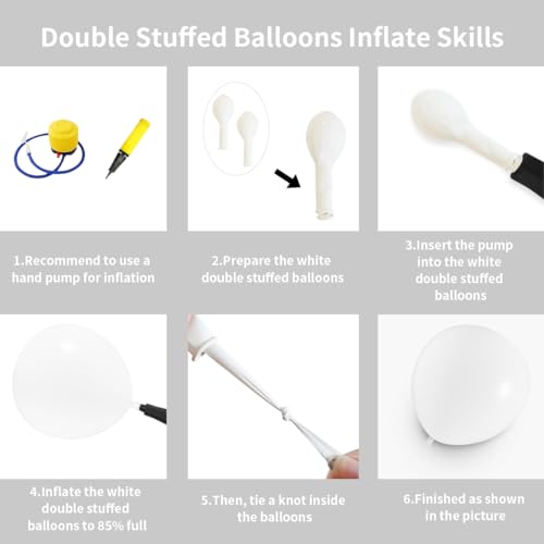 White Double Stuffed Balloons Different Size 115Pcs 5/10/12/18" White Balloon Arch Garland kit for Birthday Baby Shower Bridal Shower Gender Reveal Wedding Theme Party - color: Pure White