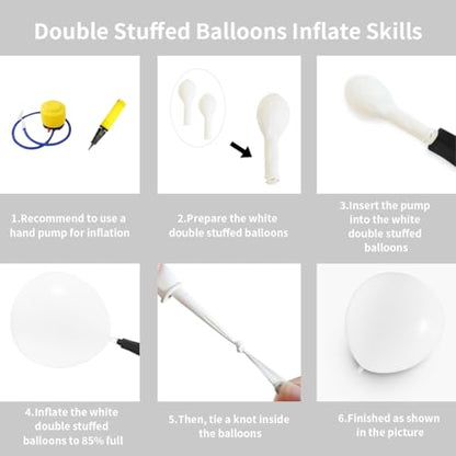 White Double Stuffed Balloons Different Size 115Pcs 5/10/12/18" White Balloon Arch Garland kit for Birthday Baby Shower Bridal Shower Gender Reveal Wedding Theme Party - color: Pure White
