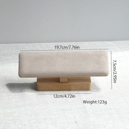 Bracelet Display Wooden Watches Display Tower Base Watch Neck Bracelet Organizer Rack Bangle Scrunchie Headband Showcase Tower Beige Suede - color: Flat Suede Beige