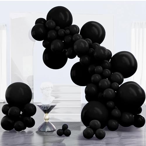 PartyWoo Black Balloons 100 pcs Different Sizes of 18 12 10 5 Inch Black Balloons Arch Kit Garland for Baby Shower Birthday Graduation Casino Gaming Anniversary Race Car Party Decorations Black-Y18 - color: Black-3033, size: 5/10/12/18 inch