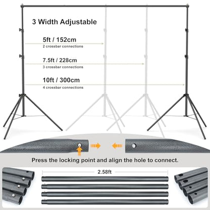 LINCO Lincostore Backdrop Support Stand Kit 10x6.5ft Adjustable Photography Studio Photo Background Support System with Carrying Bag for Green Screen Muslin, 4171 (10ft Wide 7ft high) - size: 10ft Wide 7ft High