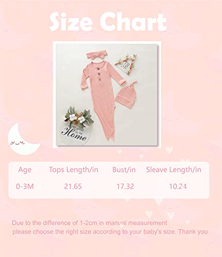Newborn Cotton Nightgowns Neutral Baby Knotted Sleeper Baby Coming Home Outfit - color: Pink
