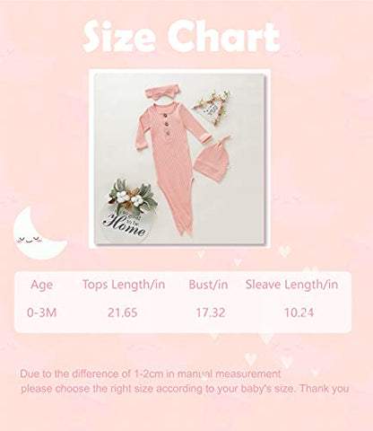 Newborn Cotton Nightgowns Neutral Baby Knotted Sleeper Baby Coming Home Outfit - color: Pink