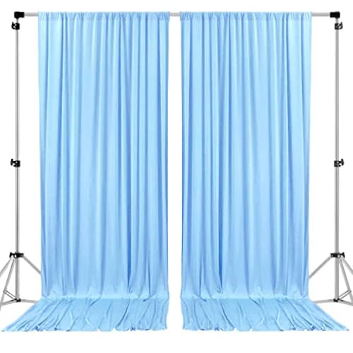 AK TRADING CO. 10 feet x 10 feet Polyester Backdrop Drapes Curtains Panels with Rod Pockets - Wedding Ceremony Party Home Window Decorations - Light Blue (DRAPE-5X10-LTBLUE) - color: Light Blue, size: 60"W x 120"L (Pack of 2)