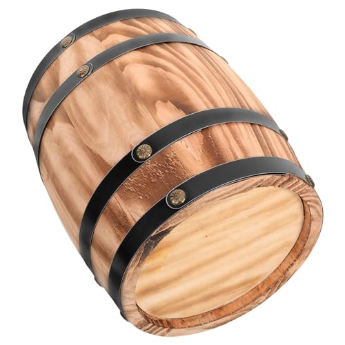 PRETYZOOM Wooden Wine Barrel Craft Vintage Decor for Living Room Bar Landscape Decor Oak Barrel Adornment for Party - color: Coffee
