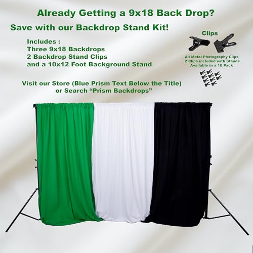 Prism 100% Cotton Extra Thick Professional Photography Backdrop 9x18 ft Black, Brushed for Low Light Reflectance and Bleed Through, Sustainable Organic Cotton Muslin with No Microplastic Shedding - color: Black 9x18ft