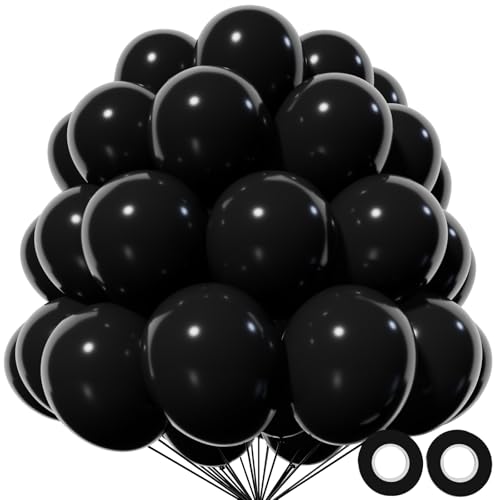 Black Balloon 110pcs, 12 Inch Thickened Latex Party Balloons Helium Bright Color for Birthday Baby Shower Wedding Party Supplies Arch Garland Decoration - color: B09-black, size: 12inch (Normal)