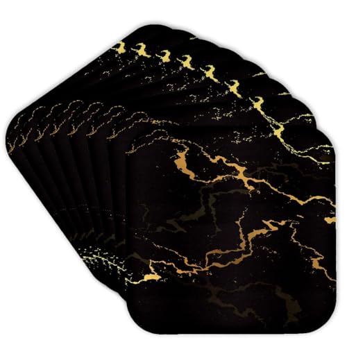 3dRose Image of Black and Yellow Marble Texture, Faux Stone Backdrop Set of 8 Coasters - Soft - size: set of 8 Coasters - Soft