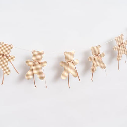 ZAIBIANHAO We Can Bearly Wait Banner - Teddy Bear Gender Reveal Party Garland For Baby Shower, Neutral Boho Bear Theme Birthday Party Hanging Banner Photo Props - color: cloth bear brown