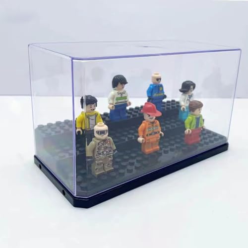 Acrylic Minifigure Display Case Stackable Action Figures Blocks Display Box, Clear Dustproof Display Case Box for Lego Lovers - color: Black, size: Medium 4 Pack