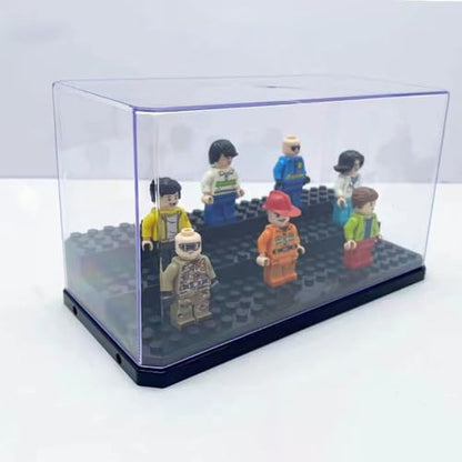 Acrylic Minifigure Display Case Stackable Action Figures Blocks Display Box, Clear Dustproof Display Case Box for Lego Lovers - color: Black, size: Medium 4 Pack