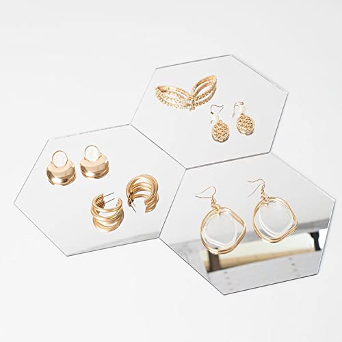 Acrylic Mirror Reflection Board Geometric Shape Photo Background Props Set Photography Ornaments Reflective Display Sheet (Silver 5Pcs) - color: Silver