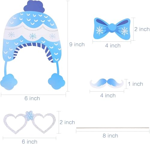 27 Pieces Snowflake Photo Booth Props Kit, Holiday and Winter Wonderland Party Decorations for Winter/Wedding/Christmas/Holiday Party Supplies