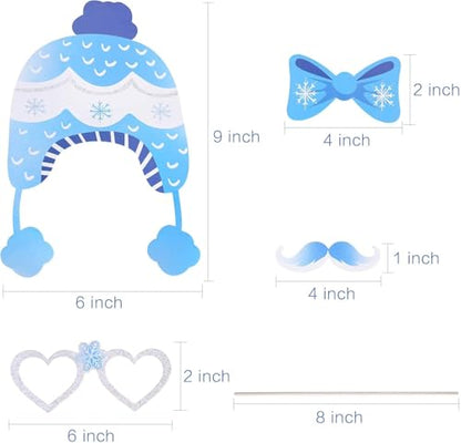 27 Pieces Snowflake Photo Booth Props Kit, Holiday and Winter Wonderland Party Decorations for Winter/Wedding/Christmas/Holiday Party Supplies
