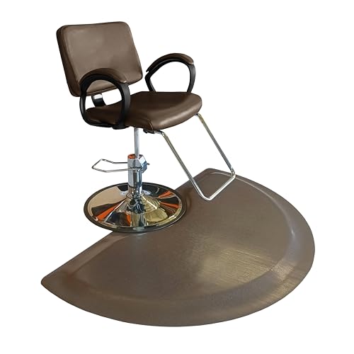 Rhino Mats, Rhino Hide Salon Mat, Non-Slip Standing Cushioned Comfort Anti-Fatigue Mat for Salon, Barbershop, or Spa (Brown, Semi-Circle 3' x 3.5' x 7/8") - color: Brown Semi-circle, size: 3' x 3.5' x 7/8"