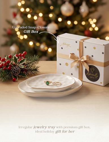 AISBUGUR Jewelry Dish Set of 2, Large Jewelry Tray for More Jewelry Ring Dish Jewelry Bowl with Beautiful Package and Greeting Card Perfect for Birthday Gifts for Women - style: Set of 2-Cloud
