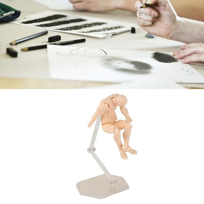 Action Figure Body, PVC Drawing Mannequin with Metal Holder, 5.1x2.0 Inch, Articulated Poseable Model for Artists - color: Skin Color #11