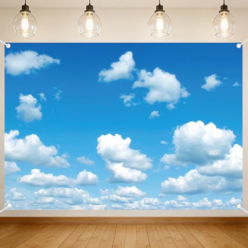 7x5ft Cloud Backdrop Sky Backdrop White Clouds Blue Sky Photo Backdrop Ideal for Kids Backdrops for Photoshoot Newborn Baptism Baby Shower Kids Birthday Party Wedding Prom Banner - style: 7x5 Sky