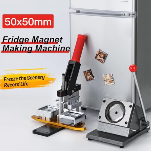 Square Photo Fridge Magnet Maker Machine Kit, 2inch DIY Refrigerator Sticker Making Machine with Paper Cutter, 200 Sets Material, for Custom Badge