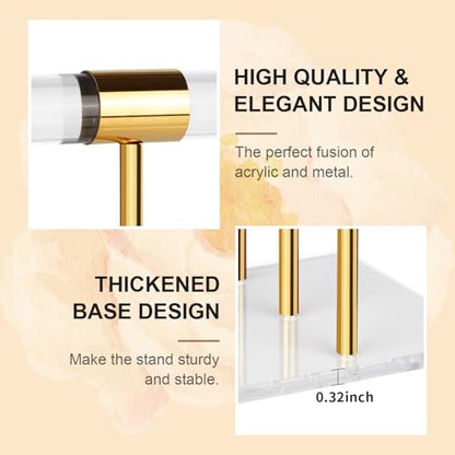 3-Tier Necklace Holder Bracelet Holder, Gold Acrylic Jewelry Display Stand Crystal T Bar Jewelry Organizer Gift for Women - style: 3-Tier 1pc