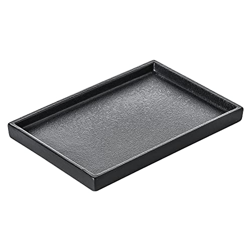 Ceramic Bathroom Sink Tray, Black Graininess Vanity Tray Decor Perfume Trays for Dresser Holder for Jewelry Candle Soap Plant Towel Cosmetic Organizer Rectangle Large - color: Black, size: 11.5" x 7" x 1"