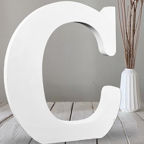AOCEAN 12 Inch White Big Wood Letters Unfinished Wooden Letters for Wall Decor Decorative Standing Letters Slices Sign Board Decoration for Craft Home Party Projects (C) - color: C