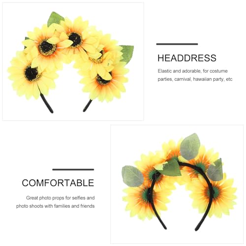Beavorty Sunflower Flower Halloween Decor Halloween Decor Artificial Sunflower Hair Band Decorative Headwraps Yoga Headband Headpiece Bridal Photo Prop Womens Womens Boho Decor