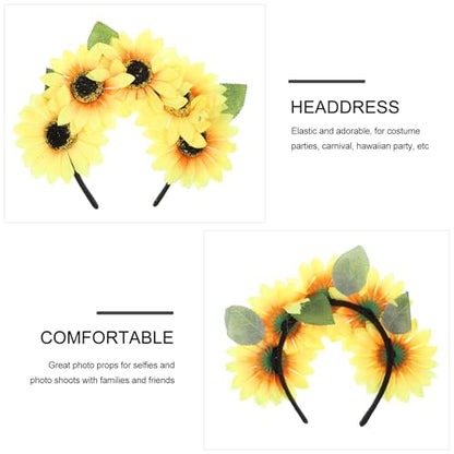 Beavorty Sunflower Flower Halloween Decor Halloween Decor Artificial Sunflower Hair Band Decorative Headwraps Yoga Headband Headpiece Bridal Photo Prop Womens Womens Boho Decor
