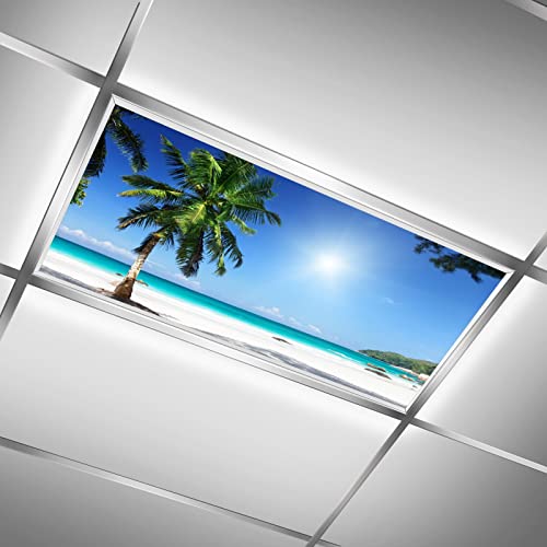 Fluorescent Light Covers for Classroom Ceiling Lights – 2x4ft Backlit Film for Fluorescent Fixtures, Reduce Glare and Eye Strain, Easy to Install – School, Office, Sensory -Sycamore Tree - color: Sycamore Tree（2）