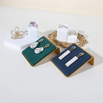 Gold earring stands and displays for show, Green velvet earring holders, Jewelry display stands for selling【Green】 - color: Green