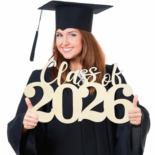 2026 Graduation Decorations Class of 2026 Wooden Sign 2026 Wood Cutout Ornament Graduation Photo Booth Prop Changing the Color by Yourself Wood Sign - color: Burlywood