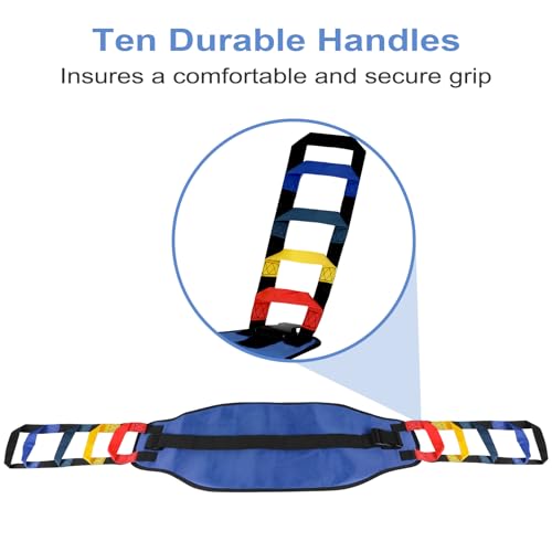 Transfer Belt Transfer Sling - Padded Gait Belt - Heavy Duty Patient Lift, Mobility Standing and Lifting Aid for Disabled, Elderly, Injured - Safely Move from Bed and Wheelchair (Blue) - color: Blue 1